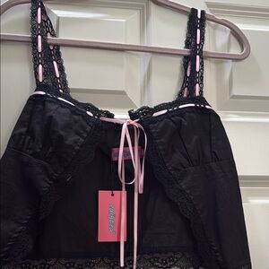 Black and Pink Lace Trim Camisole